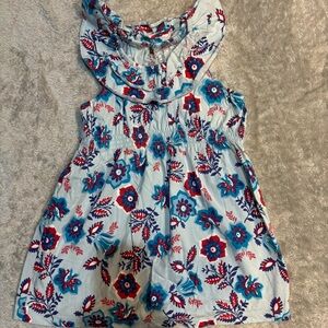 Tea Floral Sleeveless Dress with Ruffle Neck 10